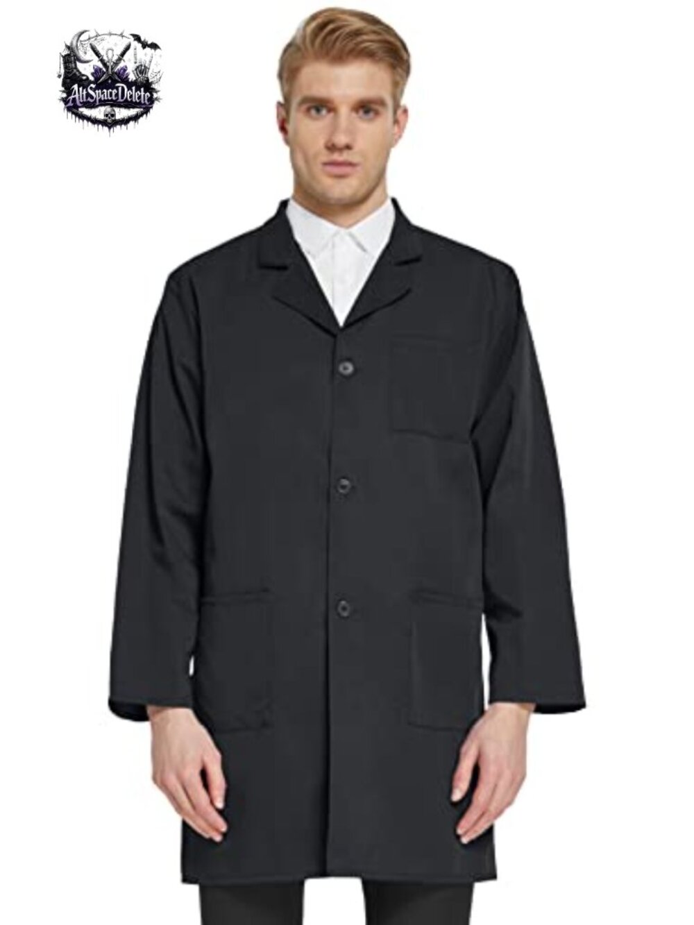 Men's Lab Coat Cotton Blend 3 Pocket Long Sleeve Button Front